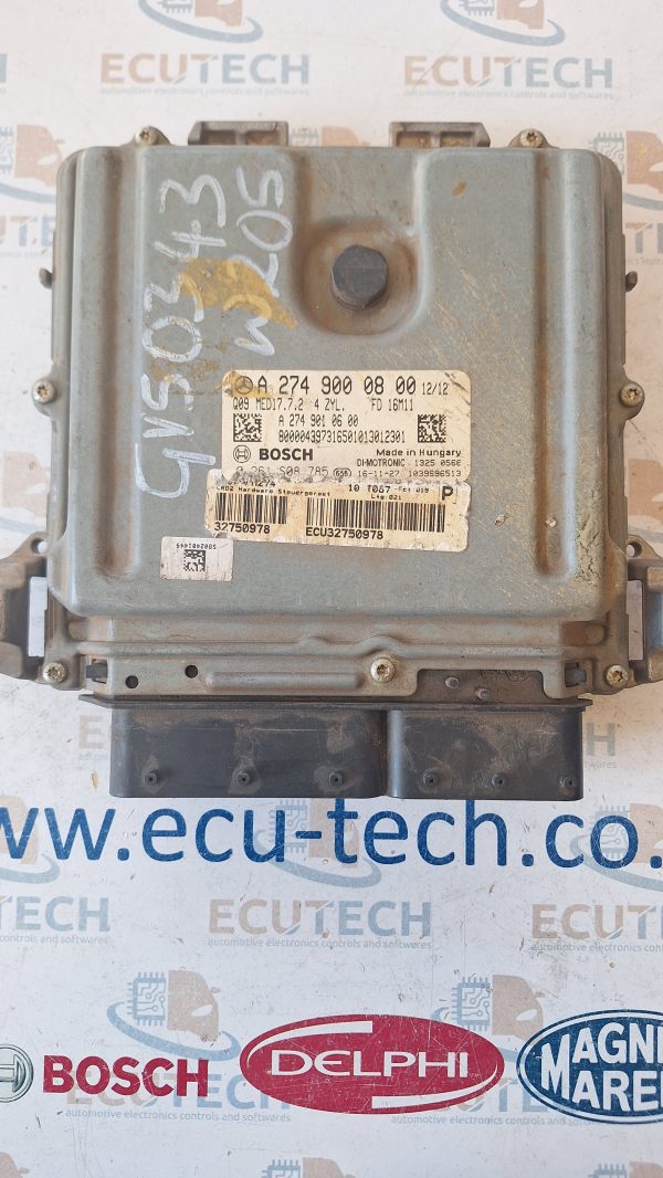 MERCEDES BENZ W205 C180 ECU COMPUTER A2749000800 0261S98785